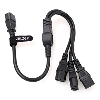 Immagine di ZBLZGP Prolunga cavo di alimentazione IEC 320 C14 maschio A 3XC13 femmina tipo Y, splitter, 250 V/10 (C14 3 x C13 60 cm)