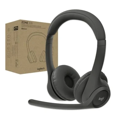 Immagine di Logitech Zone 305 per aziende, cuffia con microfono wireless Bluetooth, Microsoft Teams, compatibile Windows, Mac, Chrome, Linux, iOS, iPadOS, Android Nero