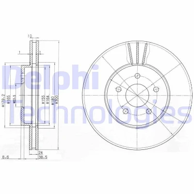 Immagine di DELPHI BG3537C Disco freno 300 24 5 ventilato rivestito non trattato senza cuscinetto ruota, anello sensore ABS JAGUAR: X Type Sedan