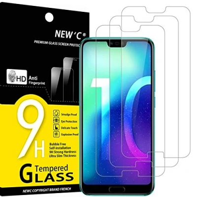 Immagine di NEW&#039;C 3 Pezzi, Vetro Temperato per Honor 10, Pellicola Prottetiva Anti Graffio, Impronte, Senza Bolle, Durezza 9H, 0,33mm Ultra Trasparente, Resistente