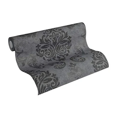 Immagine di A.S. Création Carta da parati barocca in nero, argento e grigio per diverse stanze tessuto non 10,05 m x 0,53