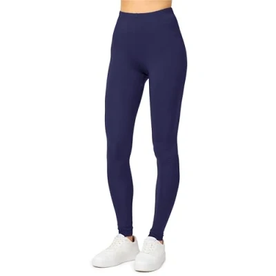 Immagine di Merry Style Leggings Lunghi Donna in Viscosa con Elastan Ampia Pantaloni Banda Elastica Leggins per Casa Palestra Tempo Libero MS10 143 (Blu Navy, S)