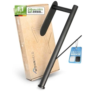Immagine di Portarotolo da cucina senza fori [con freno a rullo per strappare con una sola mano] nero, in acciaio inox, porta rotolo di carta autoadesivo, parete, cucina, officina, WC, ecc