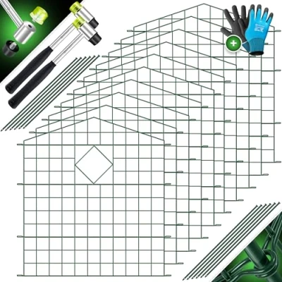 Immagine di KESSER® recinzione per laghetto da giardino, set completo di elementi in metallo, con martello + barre fissaggio, arco superiore rotondo, recinzioni