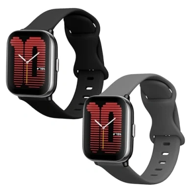 Immagine di kwmobile 2X Cinturino TPU Silicone Fibbia Compatibile con Amazfit Active (A2211) Cinturini 14 22 cm
