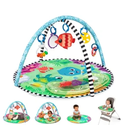 Immagine di Baby Einstein Sea Floor Explorers, Palestrina Acquatica 2 in 1, Portatile, 5 Giocattoli Rimovibili, 4 Modalità di Divertimento, Neonato+