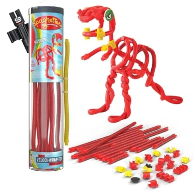 Immagine di spaghetteez Veloci Wrap Tor Flexible Velociraptor Building Set for Kids Bendable, Stretchable, Connectable Dino Toy STEM Learning, Creative Play, and Imagination Development Ideal Age 5+