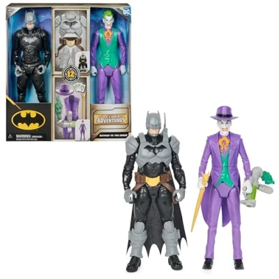 Immagine di dc comics, Action Figure Batman Adventures, vs Joker, 2 Alte 30 cm, Supereroe e Supernemico con 12 Accessori 17 Punti di Articolazione, Giochi per Bambini, 4+ Anni