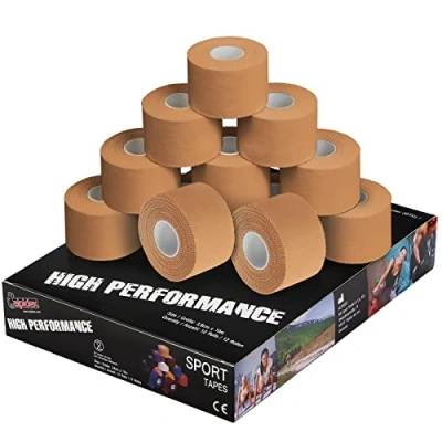 Immagine di ALPIDEX 12 x Sport Tape 3,8 cm 10 Nastro Adesivo Molti Colori 100% Cotone Non Elastico, Colore:Colore della Pelle