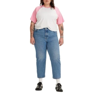 Immagine di Levi&#039;s Plus 501 CROP Jeans a sigaretta, Donna, Taglia: 56, Medium indigo worn in