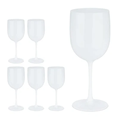 Immagine di Relaxdays Calici in Plastica, Set da 6, Bicchieri Infrangibili e Riutilizzabili, Senza BPA, 400 ml, Vino Rosso, Bianco
