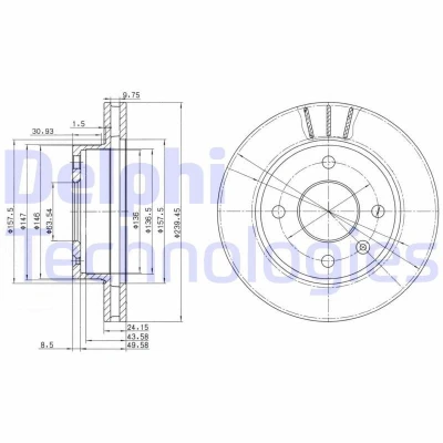 Immagine di DELPHI BG2367 Disco freno 240 24 4 ventilato Oleato non trattato senza cuscinetto ruota, anello sensore ABS FORD: ESCORT 4, Sierra Mk2 Sedan