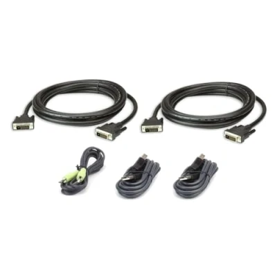 Immagine di ATEN KVM Cavo [1x Spina DVI D, A USB 2.0, jack da 3.5 mm 1x Presa mm] 3.00 m Nero