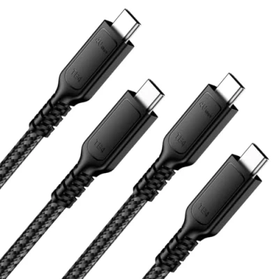Immagine di ConnBull Cavo Thunderbolt 4 Cable [2Pezzi, 1m], 40Gbps, Cavi USB C ad alta velocità, velocità di trasferimento, Display 8K a 60Hz, ricarica 240W per iPhone 15 Pro, Macbook, iMac, ecc., 1m