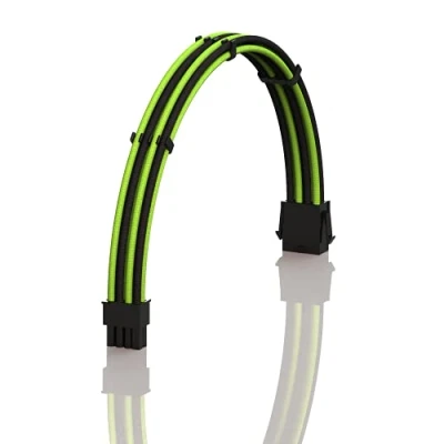 Immagine di LINKUP AVA 30cm EPS 8 (4+4) pin CPU ATX Scheda Madre Cavo di Prolunga per PC con Guaina Intrecciata Alimentatore PSU Pettini┃Design Robusto e Rigido┃Confezione Singola┃300mm Verde Nero