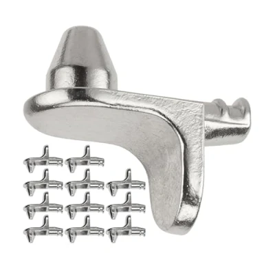 Immagine di Supporto Mensola D5, 12 pz, Reggimensole per Fori Ø 5 mm, Ogni Tipo di Mensole, in Metallo, Antiruggine, Accessori Ripiani, Supporti Mensole e Mobili, Perni pins