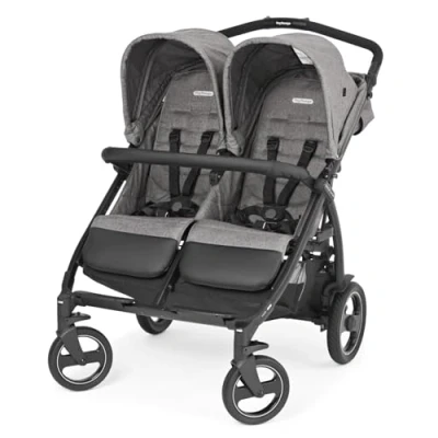 Immagine di Peg Perego Book For Two Passeggino Gemellare dalla Nascita, Travel System, Chiusura Compatta, Ruote Soft Ride, Quarz