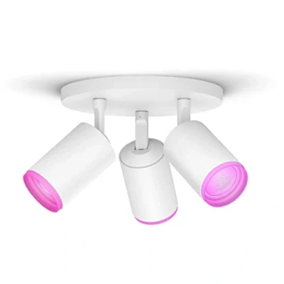 Immagine di Philips Hue White and Color Ambiance Fugato Faretto Smart , 3 Punti Luce, Orientabili, Bluetooth, Dimmerabile, Attacco GU10, Lampadine Incluse, Bianco
