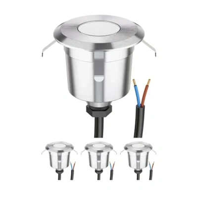 Immagine di ledscom.de Lampada da incasso a pavimento 4 LED AGENA per esterni, IP65, acciaio inox, rotonda, Ø 60 mm, bianco caldo