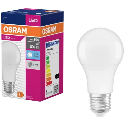 Immagine di OSRAM 4099854109799 LED (monocolore) ERP F (A G) E27 Forma di bulbo 8.5 W = 60 Bianco neutro (Ø x A) mm 1 pz.