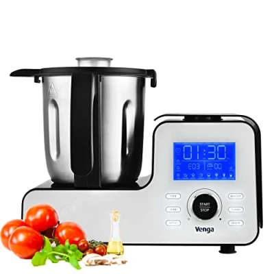 Immagine di Venga! Robot da Cucina Multifunzione, Formato Compatto, 10 Programmi, con Bilancia e Ricettario, 1500 W, Bianco/Nero, VG HA 3000