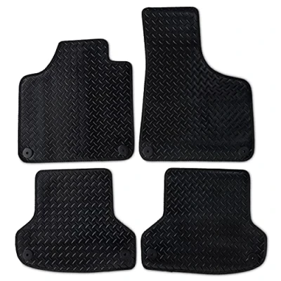 Immagine di Safe Travel, Tappetini per auto su misura in resistente gomma da 3 mm con bordo nero, clip di sicurezza, Audi A3 2003 2012, confezione 4