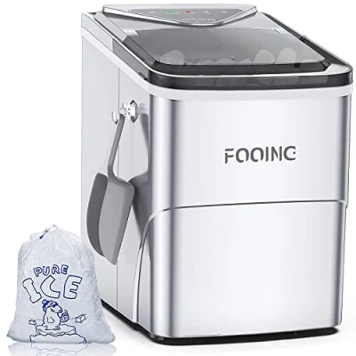 Immagine di FOOING Macchina per Cubetti di Ghiaccio 6 Minuti casa,15KG/24H, Autopulenti, Professionale,Argento