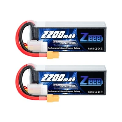 Immagine di Zeee 4S Lipo Batteria 14,8V 120C 2200mAh RC con Connettore XT60 Spina per FPV Racing UAV Drone Veicolo a quattro assi elicottero Nave Modells (2 pezzi)