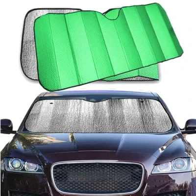 Immagine di LEIVESTE Parasole Auto Parabrezza, per Interno Pieghevole Con Elastici e Ventose, Coprisole Contro i Raggi UV, Parabrezza,Parasole Macchina (Verde)