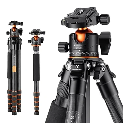 Immagine di K&amp;F Concept Treppiede per Fotocamera Carbonio,Treppiede Viaggio Leggero con Monopiede, Professionale Compatto 360 Testa a Sfera DSLR, Carico Massimo: 15KG (A255C2+BH 36L)