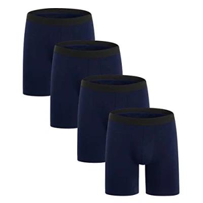 Immagine di ZLYC Boxer da Uomo in Cotone Gamba Lunga, 3/4,(Blu Confezione 4),L