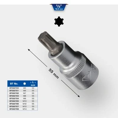 Immagine di BRILLIANT TOOLS BT022728 Bussola a inserto RIBE 1/2&quot;, lunga 55 mm, M14 [Powered by KS TOOLS]