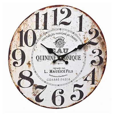 Immagine di TFA Dostmann Orologio da parete analogico vintage, 60.3045.10, motivo retrò, effetto ruggine, in fibra di legno MDF, bianco, ingegnerizzato, (L) 337 x (B) 41 (H) mm