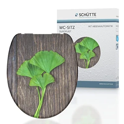 Immagine di Schütte 82154 Sedile WC in Duroplast Gingko &amp; Wood, con abbassamento Automatico, Motiv