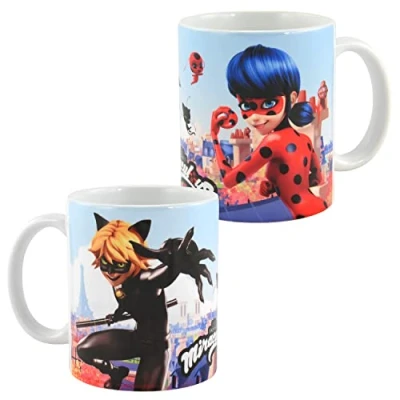 Immagine di Miraculous Tazza da caffè Ladybug e Cat Noir, in ceramica, 320 ml