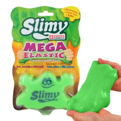 Immagine di SLIMY Mega Elastic 150 g in verde Massa da gioco originale Slime per bambini, divertimento con melma super elastico, scatola Slimy, plastilina elastica (a partire dai 3 anni)