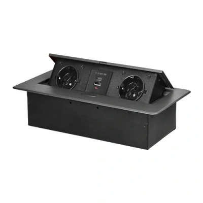Immagine di Miratic Multipresa A Scomparsa senza Cavo Ciabatta Estraibile Presa da Incasso Retrattile Vari Colori 2x2 Poli + Terra (Schuko) 2x USB (tipo e C; 5V/3,6A) (grafite)