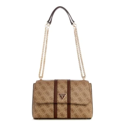 Immagine di Guess Noreen Convertible FLAP Borsa a tracolla, Donna, Taglia: One Size, Latte logo/brown