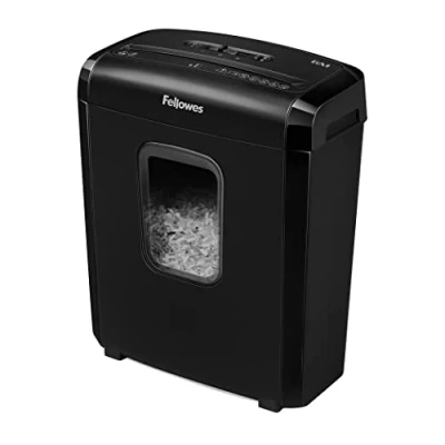 Immagine di Fellowes Distruggidocumenti a Microframmento Powershred 6M, 6 fogli, per Casa e Ufficio, con Blocco di Sicurezza