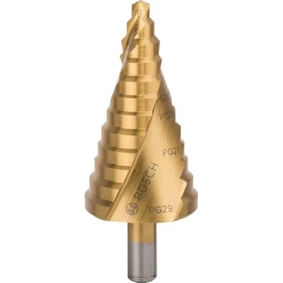 Immagine di Bosch Accessories 2608587435 HSS Punta a gradini 6 37 mm, PG7 PG29 TiN Lunghezza totale 93 mm Alberino 3 facce 1 pz.