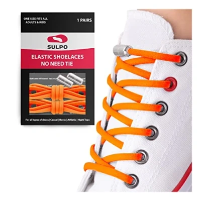 Immagine di SULPO Lacci scarpe elastici con chiusura rapida in metallo senza legatura rotondi silicone nodo per adulti e bambini Stringhe elastiche