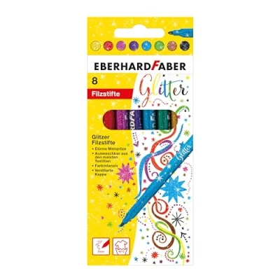 Immagine di Eberhard Faber 551008 Set di pennarelli glitterati, 8 matite colorate con punta sottile in scatola cartone