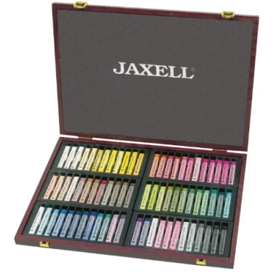 Immagine di Jaxell 47772 Gessetti Colorati in Una Custodia di Legno, Forma Triangolare, 72 Pezzi