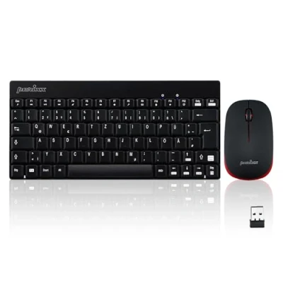 Immagine di Perixx PERIDUO 712, Mini tastiera e mouse wireless dimensioni con ricevitore nano 2,4 Gh nero leggero piccolo