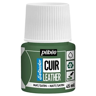 Immagine di Pébéo Setacolor pelle Vernice acrilica per e similpelle Personalizzazione di borse, scarpe, sneaker Resistente a graffi, pieghe abrasioni Finitura opaca/satinata Verde kaki 45 ml