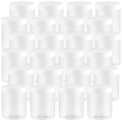 Immagine di JEUIHAU Confezione da 24 barattoli in plastica trasparente 250 ml, con coperchio, senza BPA, contenitori vuoti per slime, spezie, artigianato