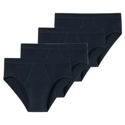 Immagine di Schiesser Slip da uomo con apertura, a costine sottili, bianco, confezione 4, Blu (815), XL