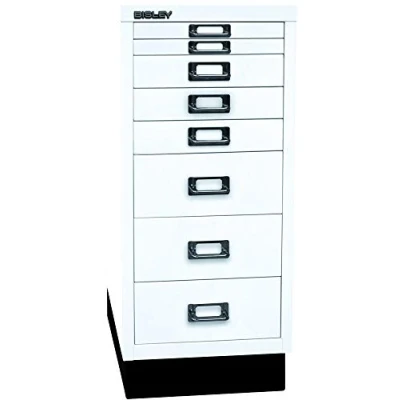 Immagine di BISLEY MultiDrawer, Serie 29 con Base, DIN A4, 8 cassetti, Metallo, 696 Bianco Stradale, 38 x 27.9 67 cm