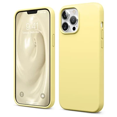 Immagine di elago Silicone Liquido Custodia Cover Compatibile con iPhone 13 Pro Max Case (6.7&quot;), Protettiva per Fotocamera Schermo Intero, in Morbida Microfibra Antigraffio (Giallo)
