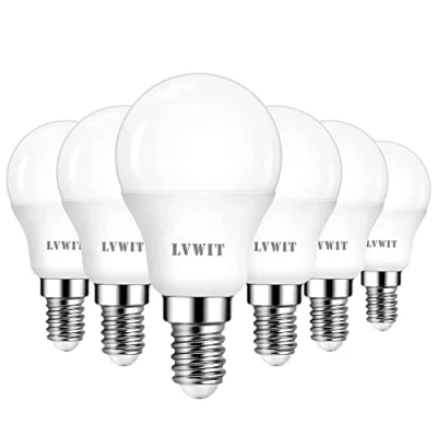 Immagine di LVWIT Lampadine LED Attacco E14 Forma P45, 6.5W Equivalente a 60W, Luce Bianca Fredda 6500K, Flusso Luminoso 806LM, Risparmio Energetico, Consumo Basso, Non Dimmerabile, Pacco da 6 Unità